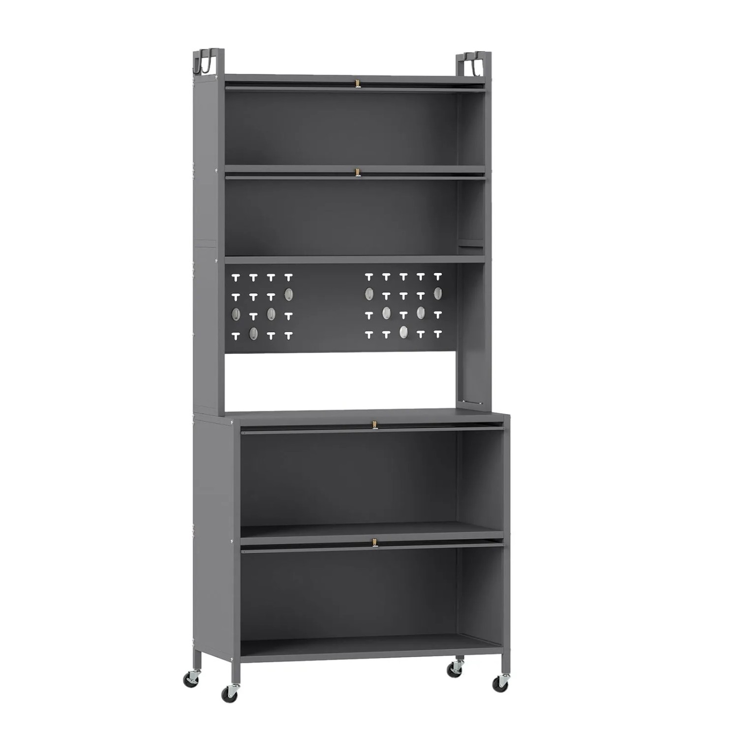 Costway Küchenregal mit Rollen Lochwand & Haken 80 x 40 x 182 cm Grau