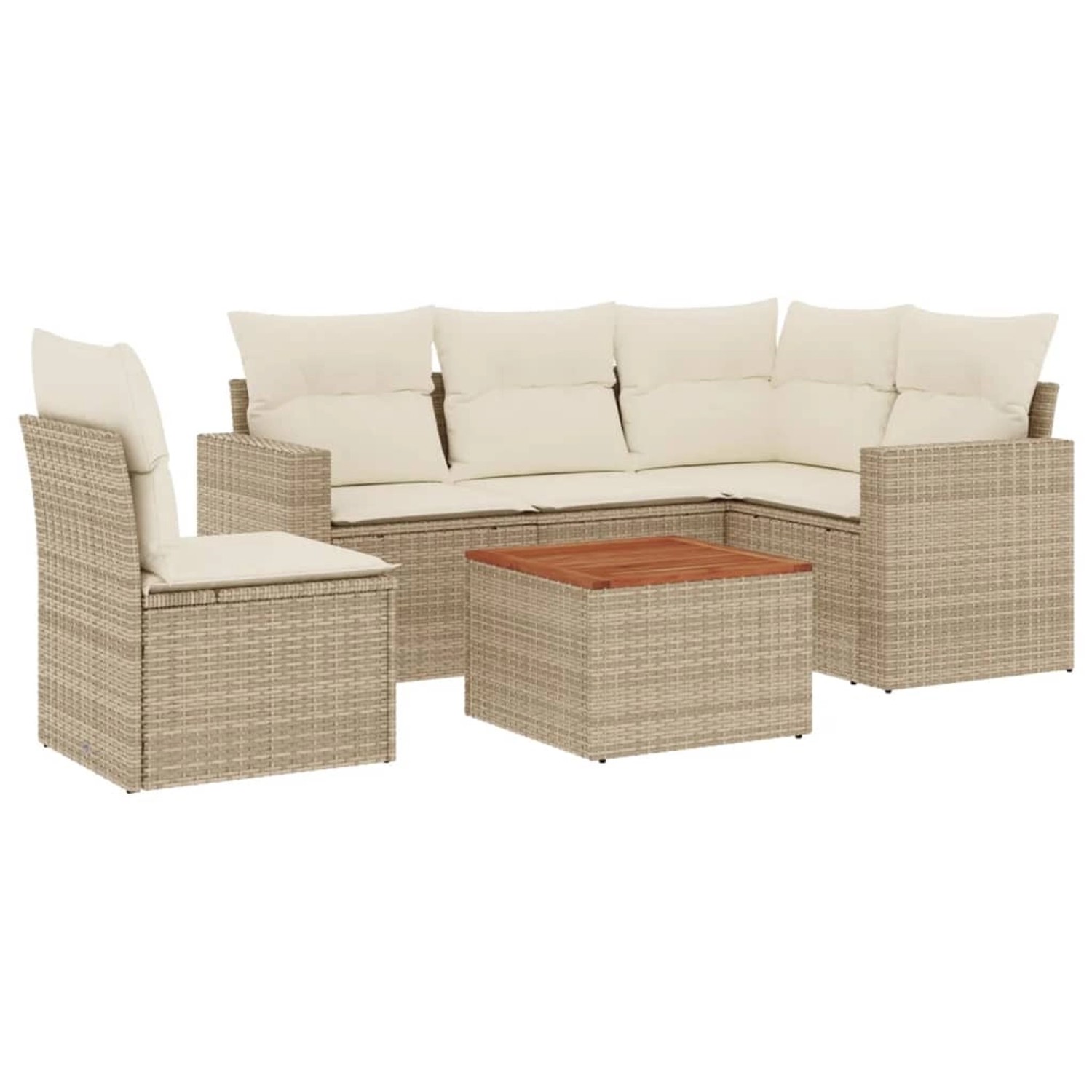 vidaXL 6-Tlg Garten-Sofagarnitur mit Kissen Beige Poly Rattan 3224126 günstig online kaufen