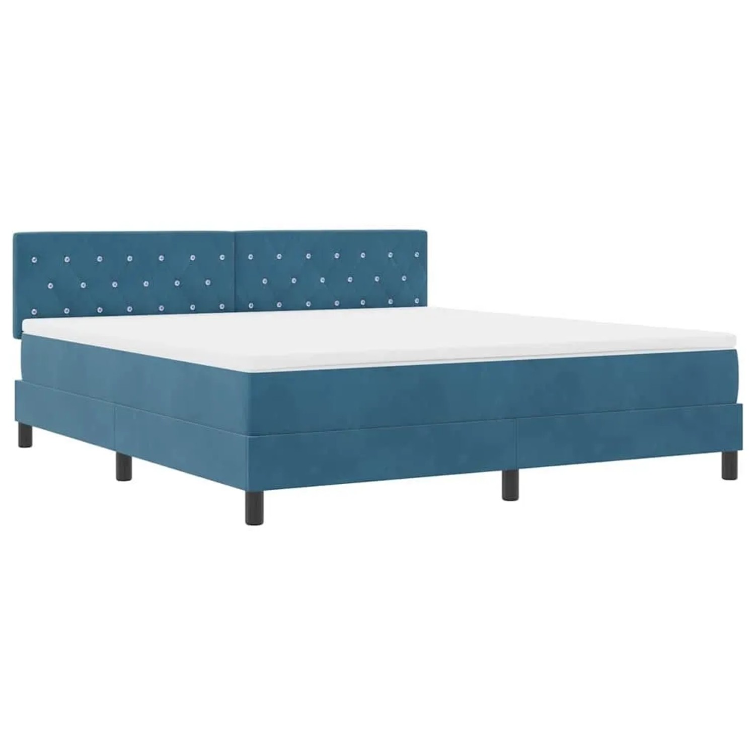 vidaXL LED Boxspringbett mit Matratze Dunkelblau 180 x 200 cm Samt 3342606