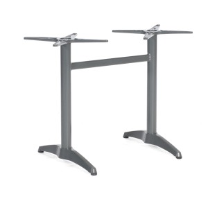 Natur24 Korsika-Twin Tischgestell, Eisengrau, aus Aluminium für Gartentische.