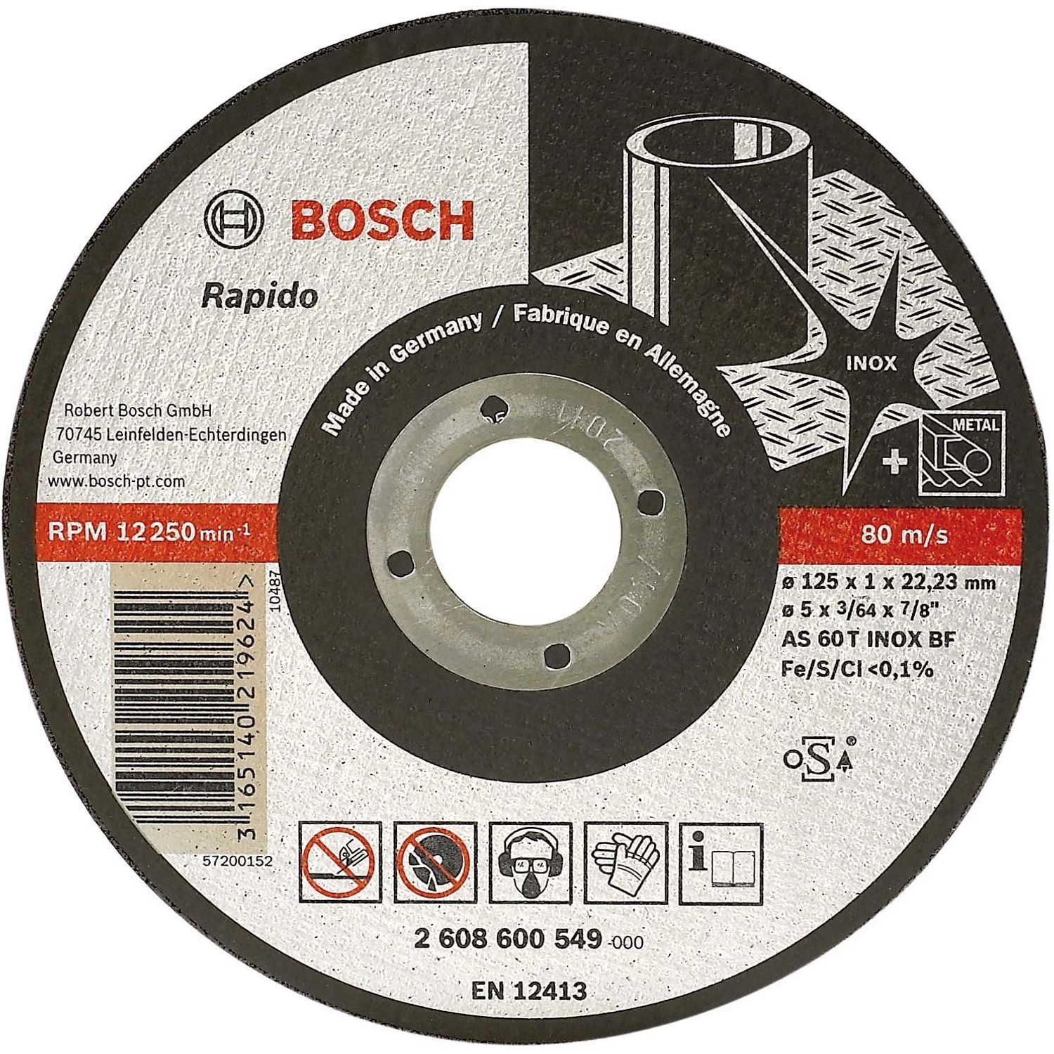 Bosch Schleif-Trennscheibe Rapido Inox 125 mm x 1,0 mm