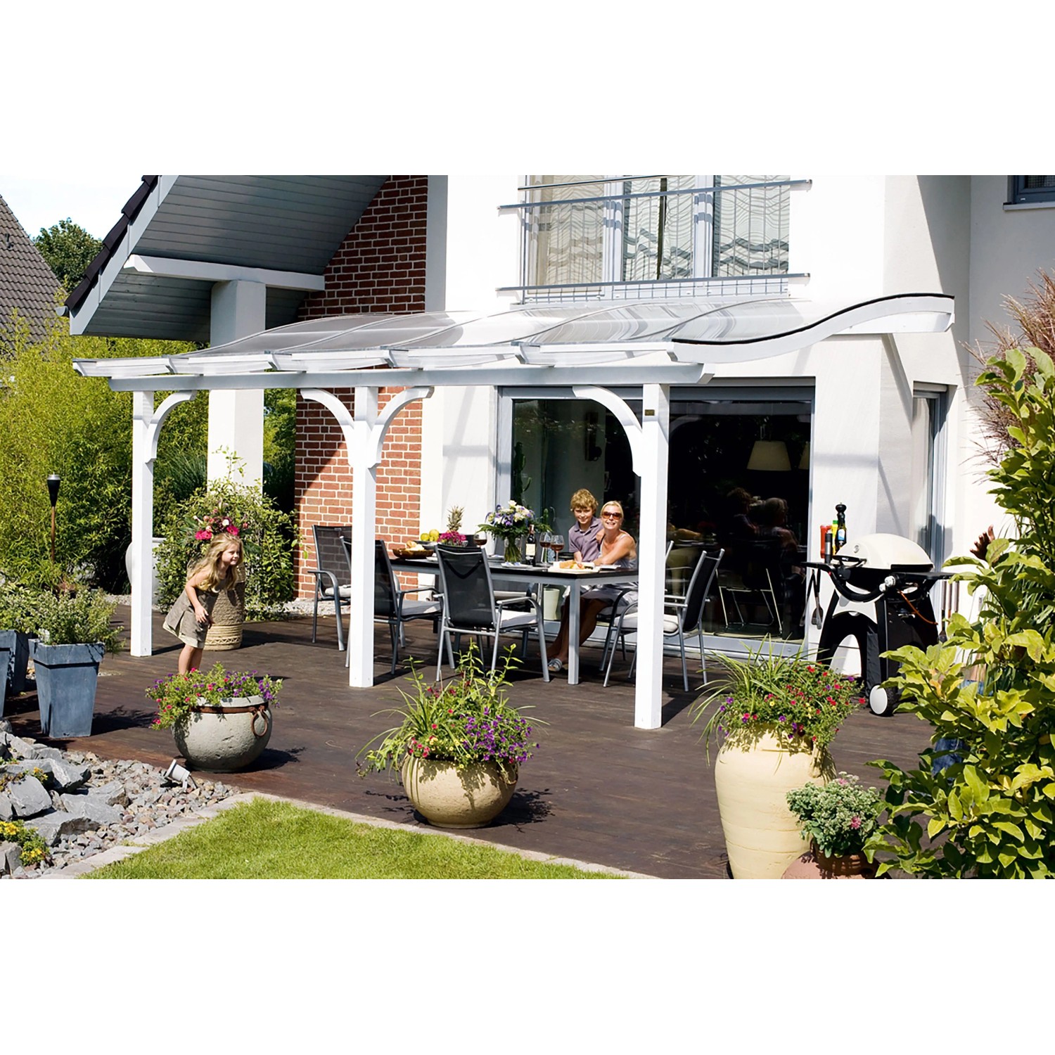 Skan Holz Terrassenüberdachung Venezia 541 x 339 cm Leimholz Weiß