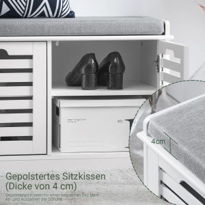 SoBuy Schuhbank mit Sitzfläche Garderobenbank Dielenbank mit Stauraum FSR23-II-W