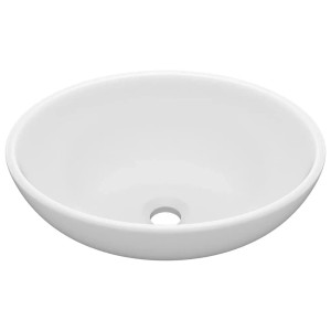 vidaXL Luxuriöses Ovales Waschbecken Matt Weiß 40x33 cm Keramik 146921
