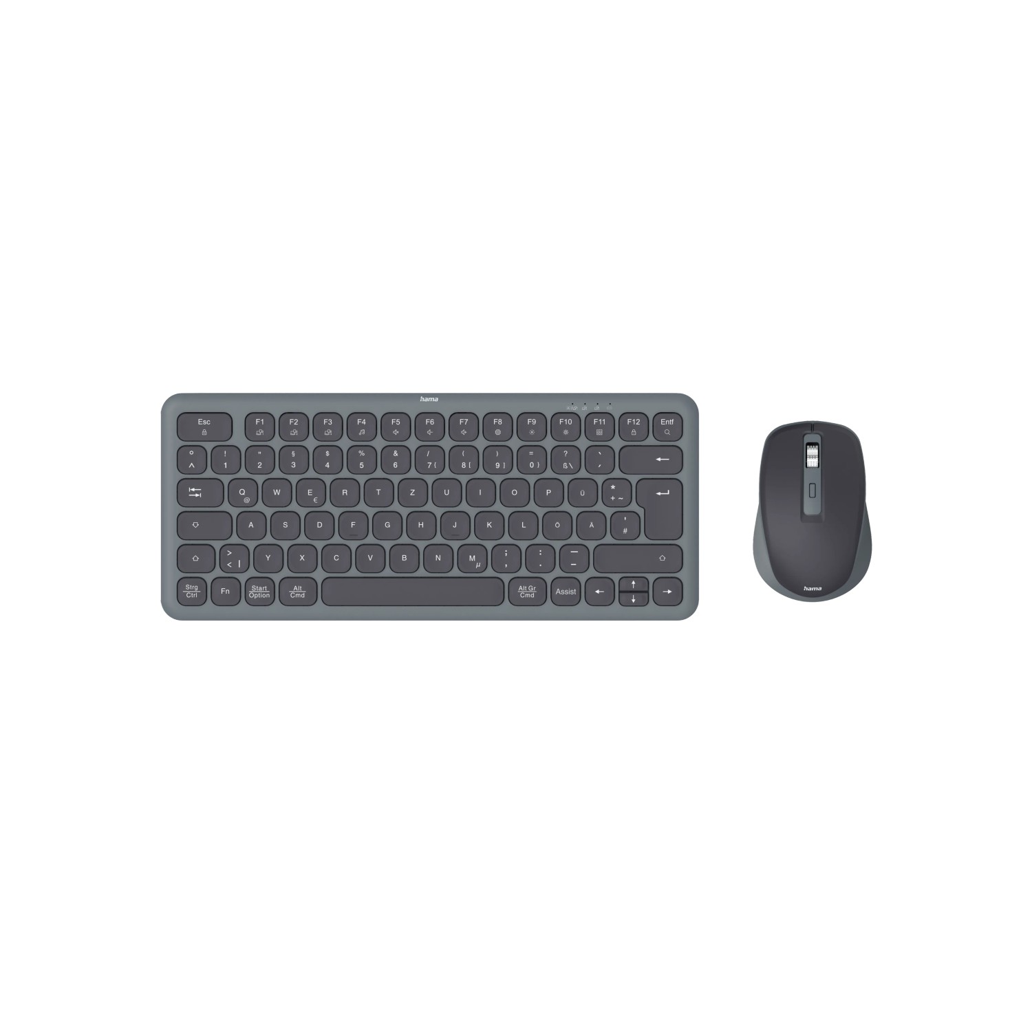 Hama Multi-Device-Tastatur-Maus-Set WKM-500 QWERTZ Kabellos Klein Schwarz