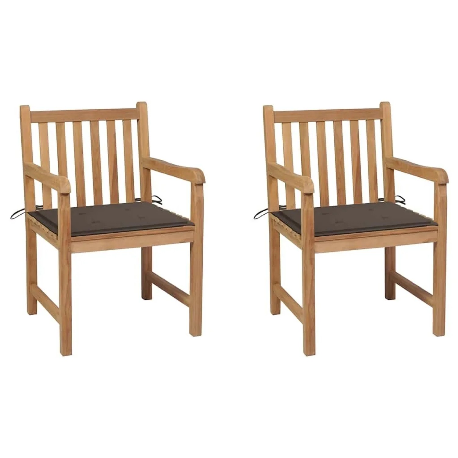 vidaXL Gartenstühle 2 Stk mit Taupe Kissen Massivholz Teak 3062738