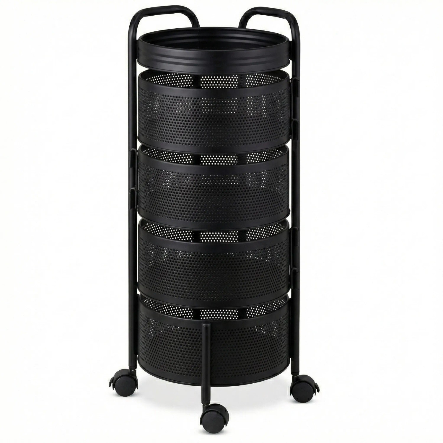 Floordirekt Rollwagen Henry Küchenwagen Servierwagen 5 Etagen Schwarz 28 x 28 x 72 cm