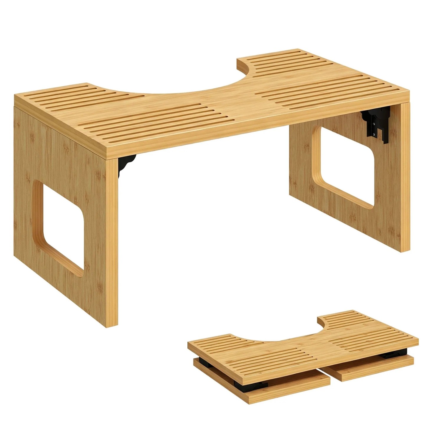 HOMCOM Toilettenhocker Bambus 42,5 x 25 x 20 cm Eiche