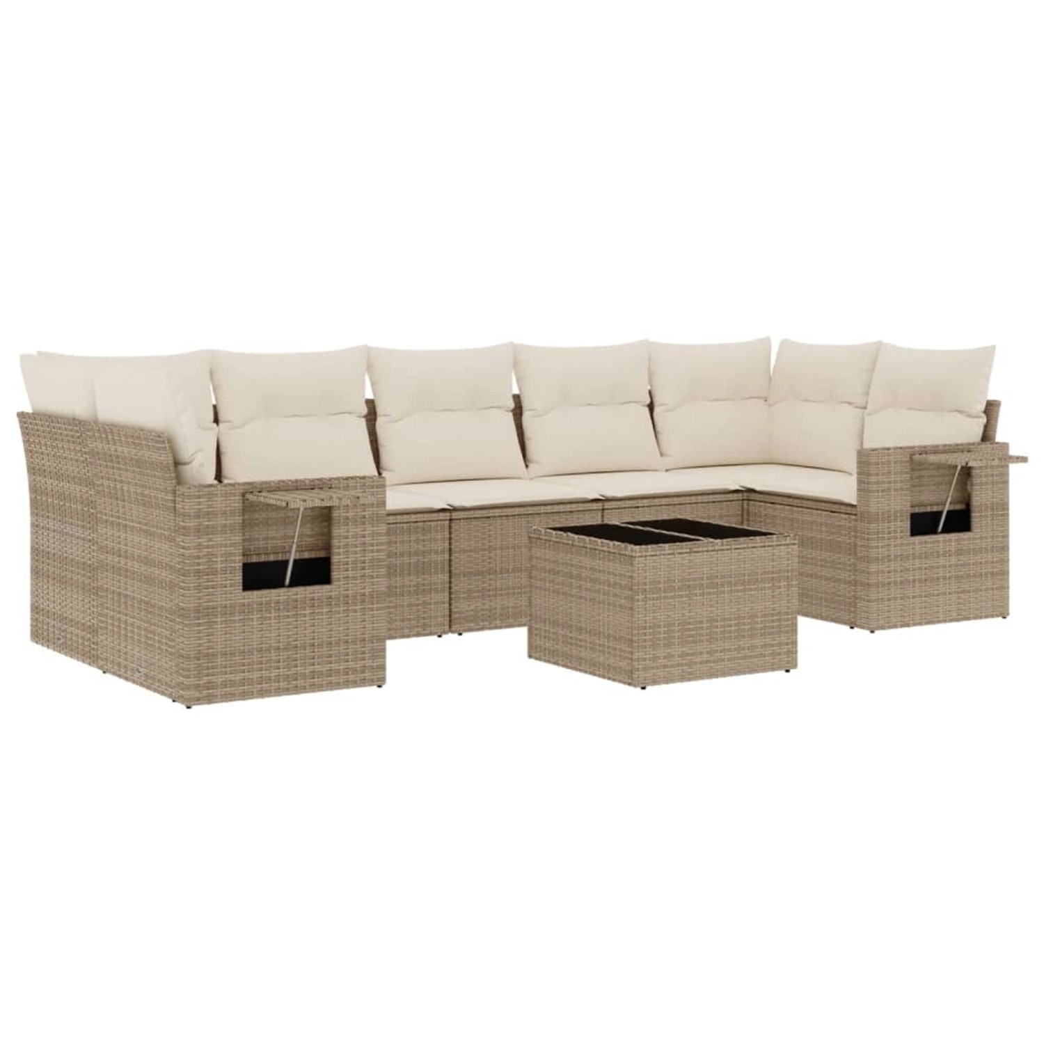 vidaXL 8-Tlg Garten-Sofagarnitur mit Kissen Beige Poly Rattan 3219937 günstig online kaufen