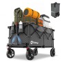 Sekey XXL Bollerwagen, faltbar, anthrazit, beladen mit Campingausrüstung.