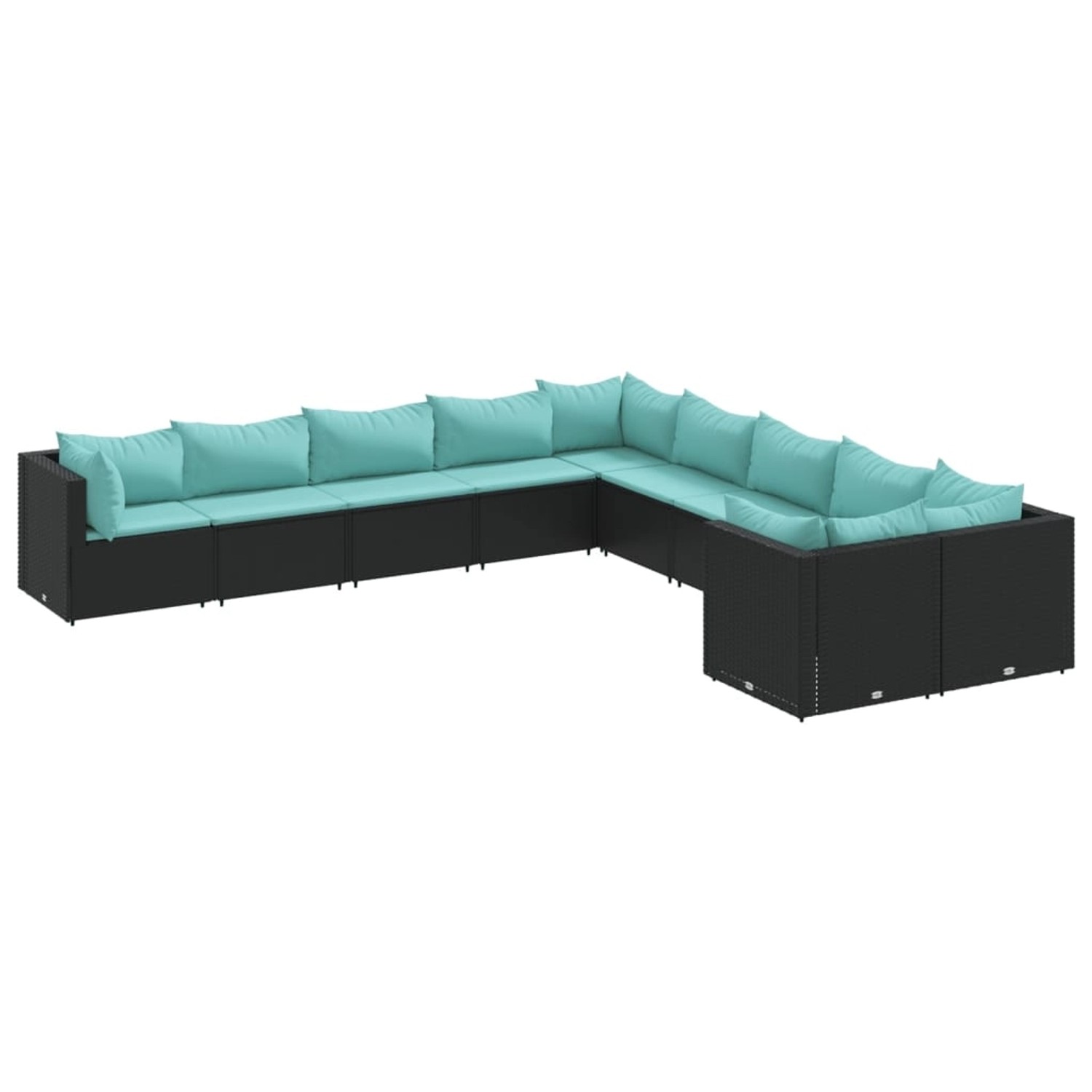 vidaXL 10-Tlg Garten-Sofagarnitur mit Kissen Schwarz Poly Rattan 3308348 günstig online kaufen