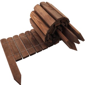 Aquagart 2 x Holz Rollzaun Dunkelbraun 40x200 cm Beeteinfassung Für Beet und Rasenabgrenzungen I Flexible Beetumrandung Für Wege