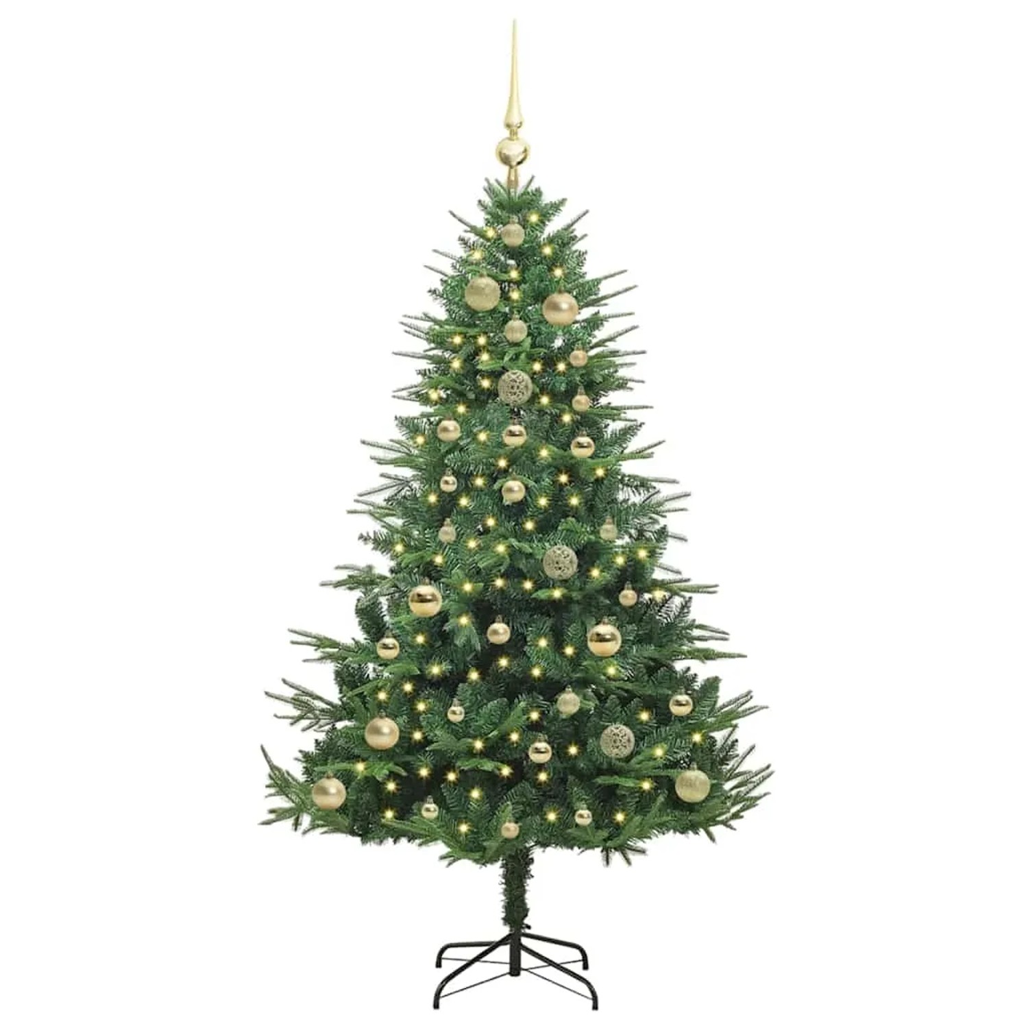 vidaXL Künstlicher Vorbeleuchteter Weihnachtsbaum mit Kugelset Grün 3395339