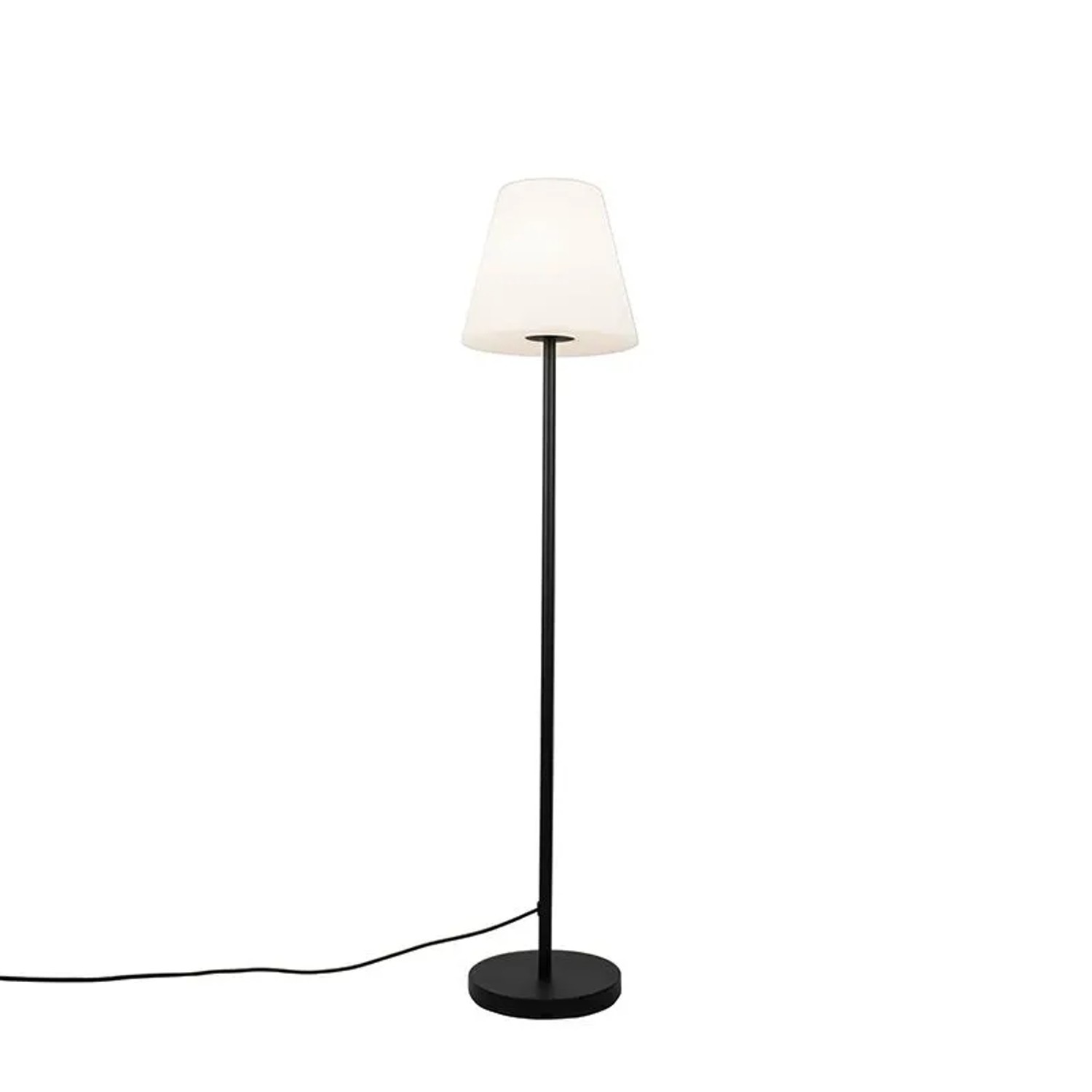 QAZQA Außen Stehlampe Schwarz mit Weißem Schirm 35 cm IP65 Virginia