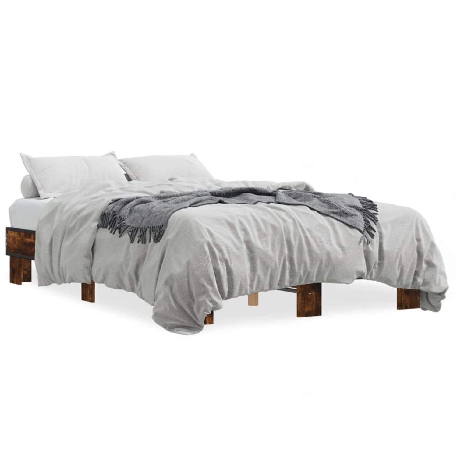 vidaXL Bettgestell Räuchereiche 135x190 cm Holzwerkstoff und Metall 845894 günstig online kaufen
