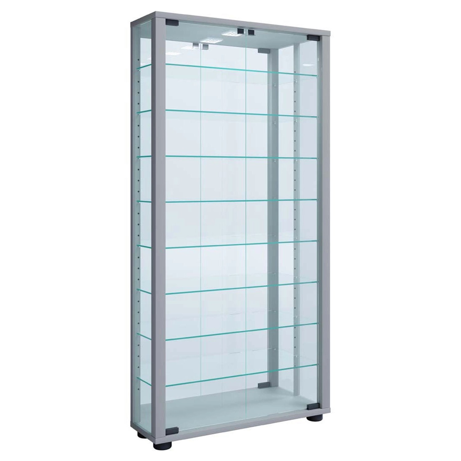ebuy24 LumoMaxi Vitrinenschrank mit Spiegel 2 Glastüren Inkl LED-Leuchten S günstig online kaufen