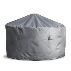 Graue, runde Premium Schutzhülle für Gartentische, 155x71 cm. Wetterfeste Abdeckung.