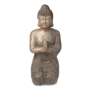 Knieende Buddha Deko-Figur, 59,5 cm, aus Magnesia für Garten & Haus.