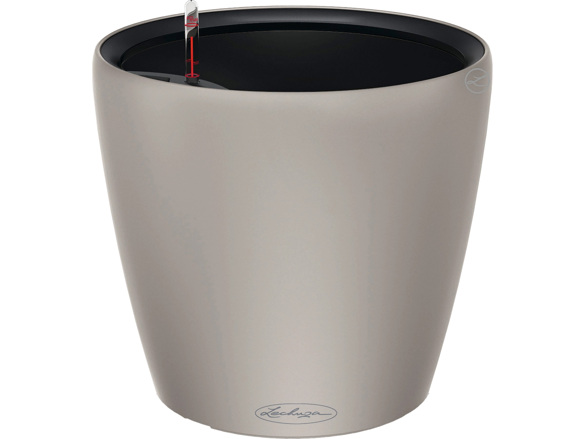 Lechuza Pflanztopf Classico LS 43 Schwarz Hochglanz – Mit Bewässerungssystem, Rundform