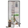 Schwarzer Insektenschutz-Türvorhang 95x210cm für Balkontür, katzensicher, mit Katze, die am Fliegengitter kratzt.