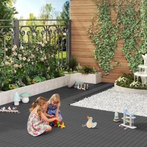 WOLTU WPC Terrassendielen Holz-Optik 30x60cm 12 Stück/2 m² Grau
