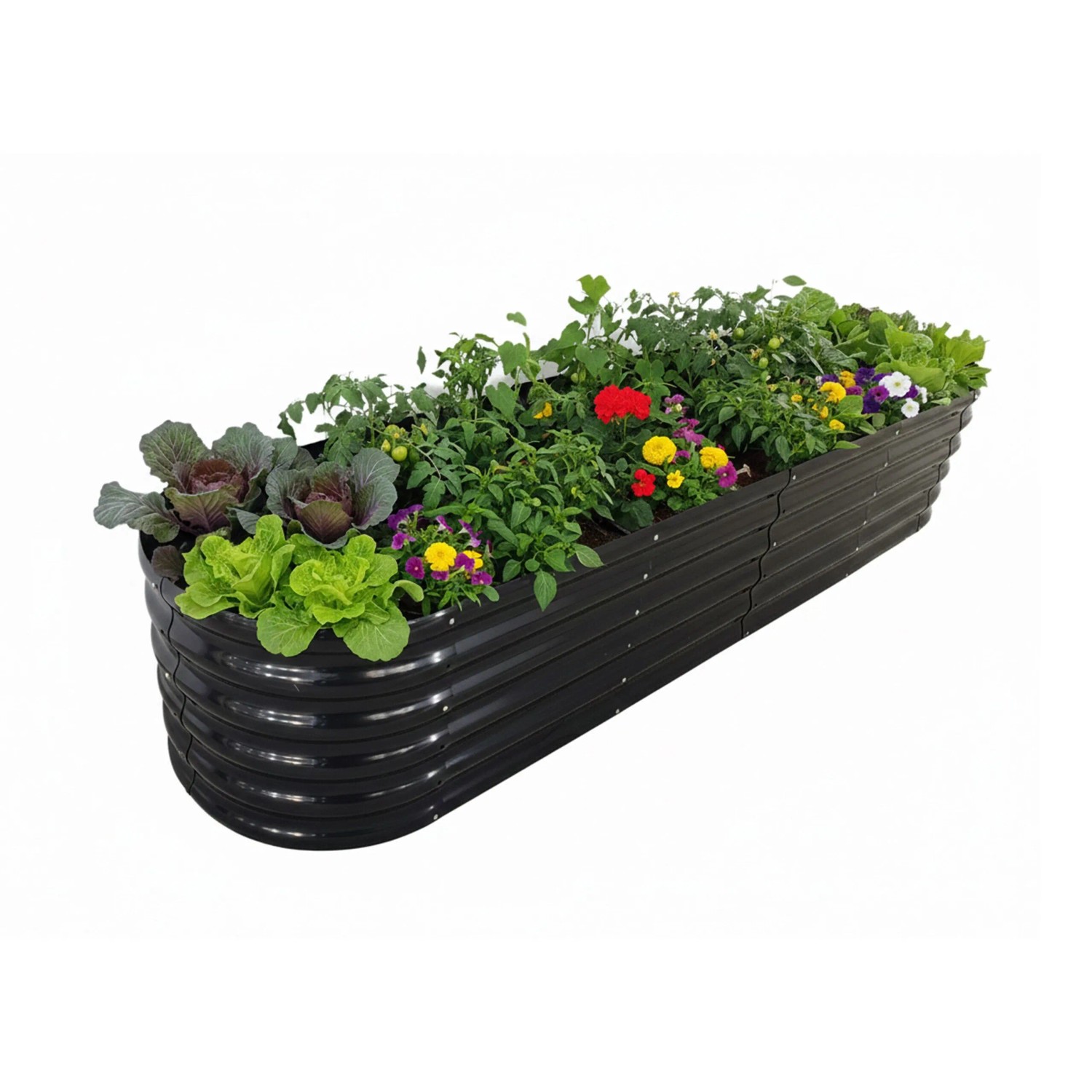 Relaxdays Hochbeet Metall Anthrazit Halbrund XXL 45 cm x 240 cm x 60 cm