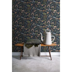 Sanders & Sanders Tapete Feldblumen Dunkelblau 50 x 900 cm