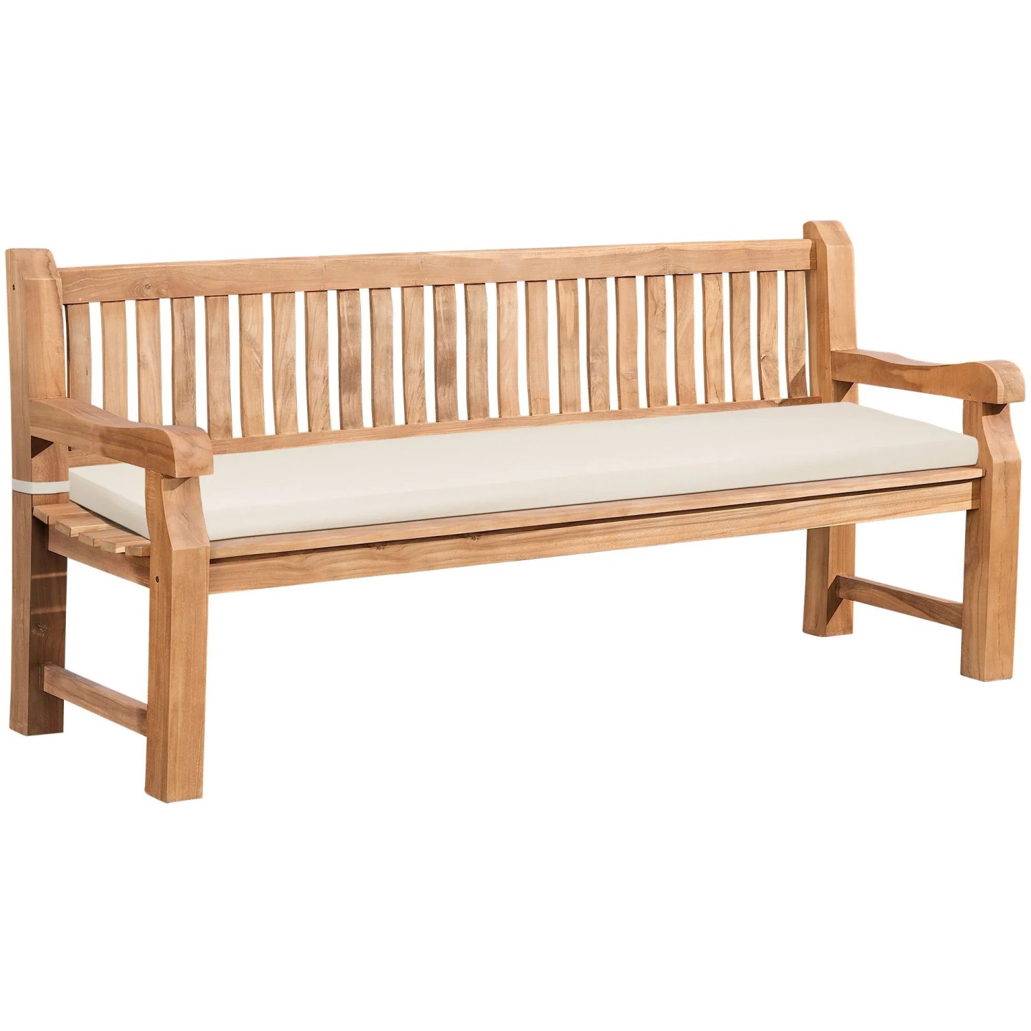 CLP Gartenbank Teakholz Jackson mit Sitzkissen creme/186x48x8 cm