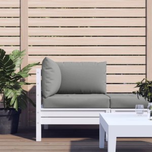 Graues 3-tlg. Palettenkissen-Set aus Oxford-Gewebe für Gartenmöbel. Bequeme Sitzkissen und Rückenlehnen für Outdoor-Sofas.