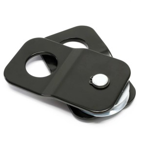 Wiltec Umlenkrolle für Seilwinde, schwarz-silberner Flaschenzug aus Metall mit 4T Zuglast.