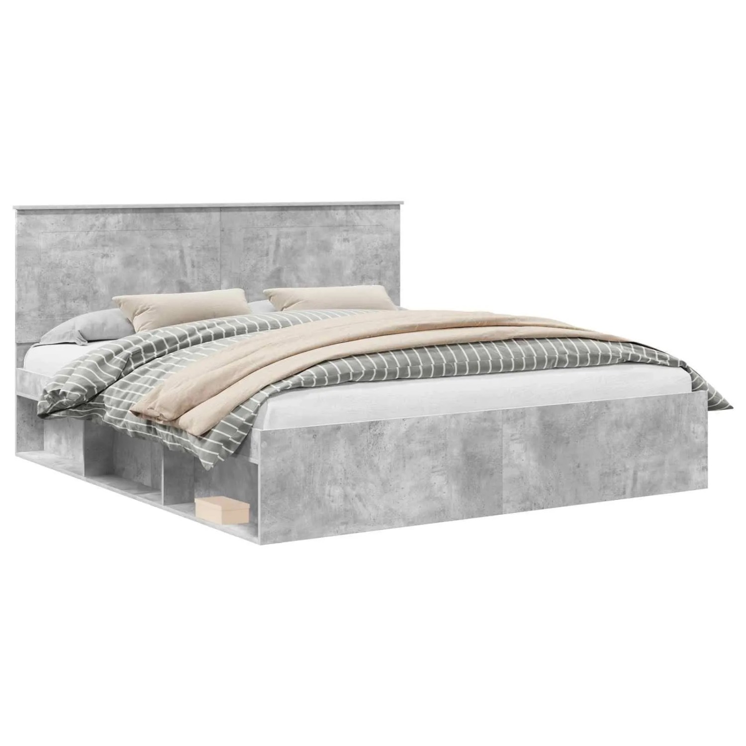 vidaXL Bettrahmen mit Kopfteil Beton 180 x 200 cm Massives Kiefernholz 3409321