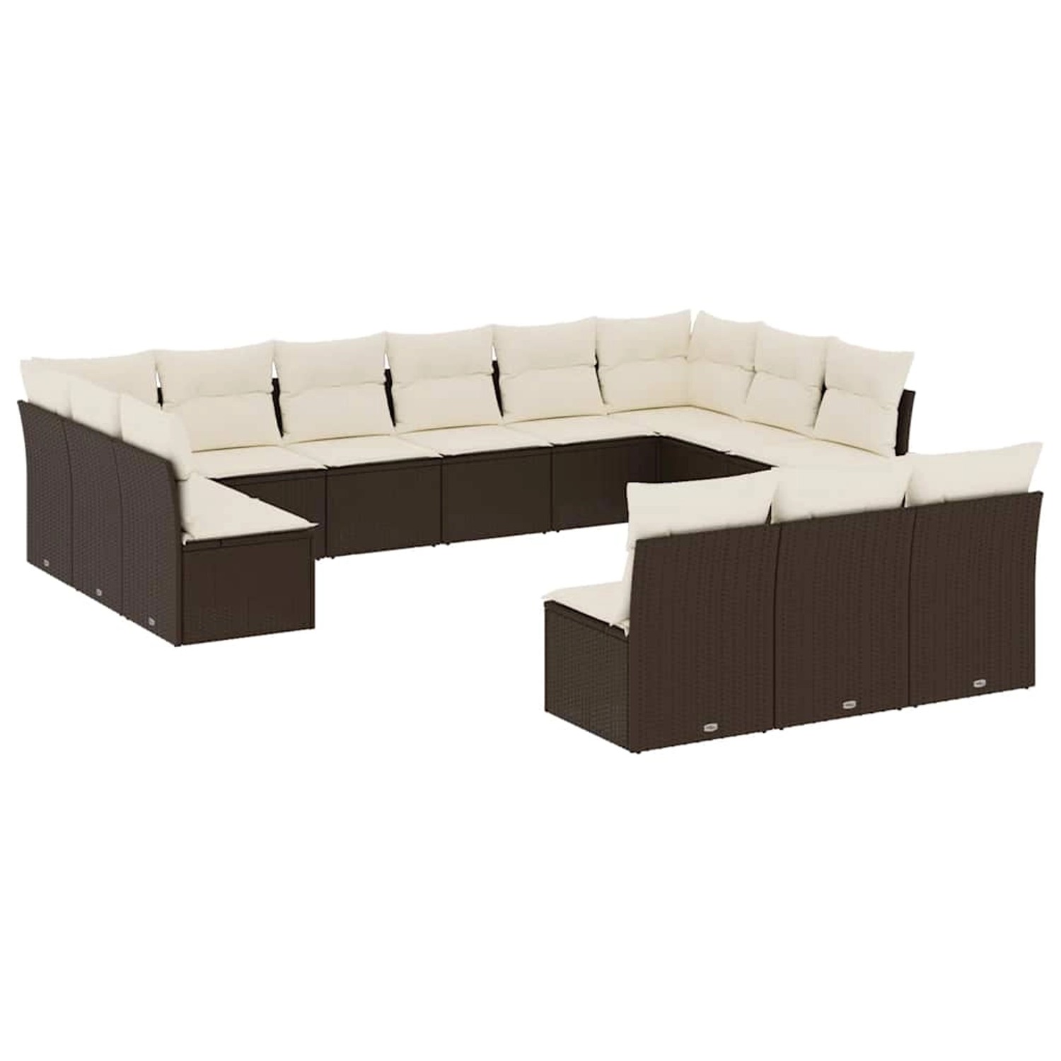 vidaXL 13-Tlg Garten-Sofagarnitur mit Kissen Braun Poly Rattan 3218393 günstig online kaufen