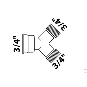 Kirchhoff 2-Wege-Verteiler, 3/4 Zoll, aus Messing, zur Aufteilung von Wasserleitungen.