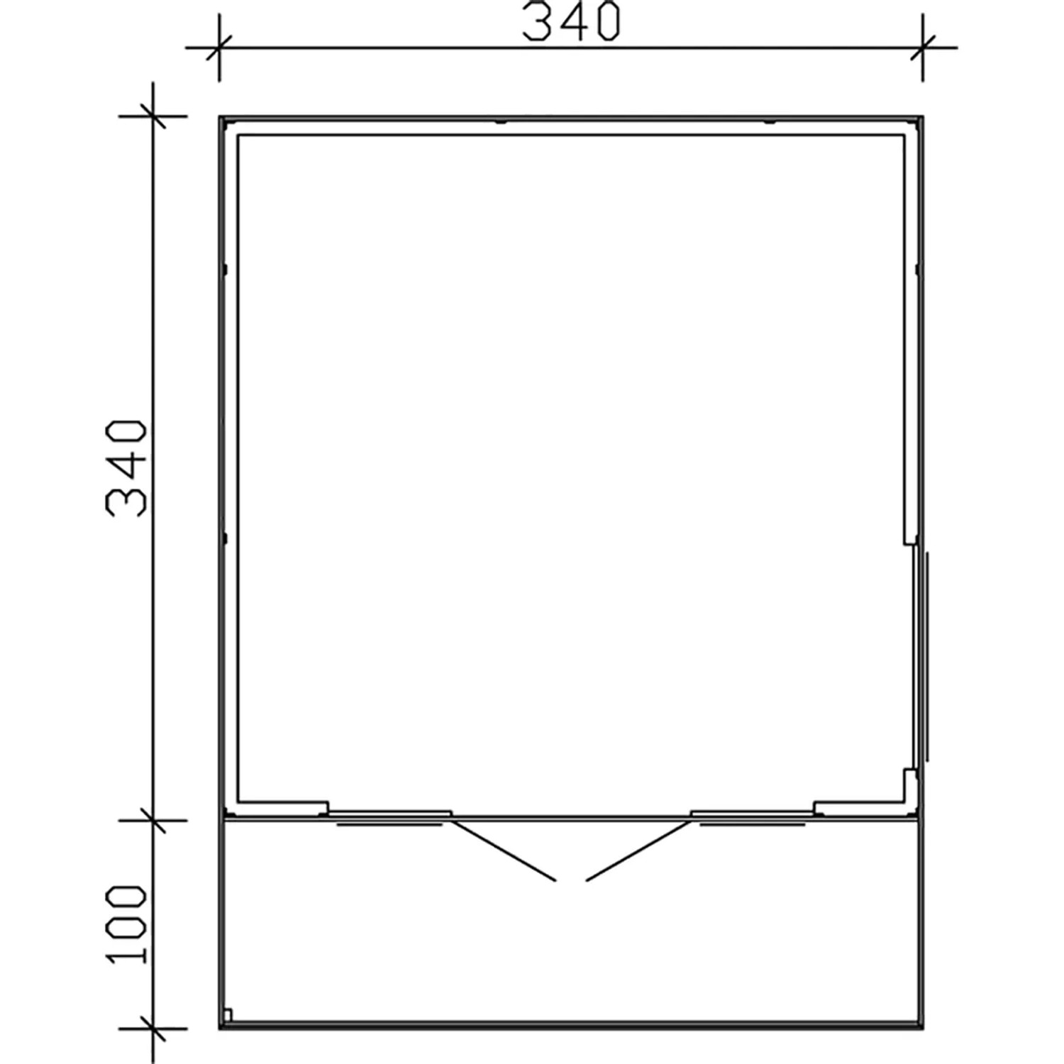 Grundriss Skan Holz Gartenhaus Tokio 2, 340x340 cm, Schiefergrau, Holz-Gartenhaus