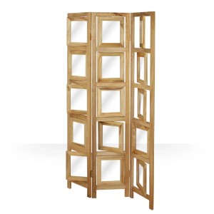 Homestyle4u 3-tlg. Paravent in Braun 93x161 cm 971