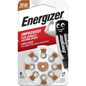 Energizer Hörgerätebatterien Größe 312, 8er-Packung im Blister.