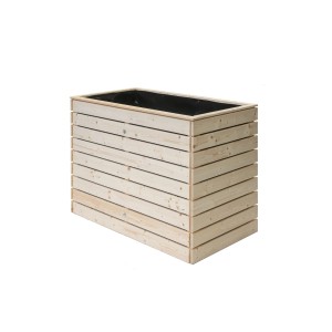 Westmann Hochbeet aus Fichte, Größe L. Holz-Hochbeet mit Lattenstruktur und schwarzer Innenfolie.