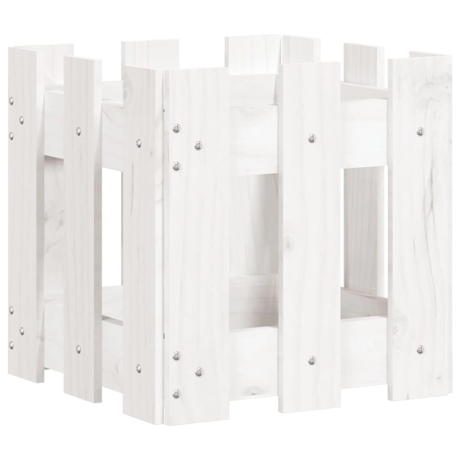 vidaXL Pflanzkübel Lattenzaun-Design Weiß 30x30x30 cm Kiefernholz 832443 günstig online kaufen