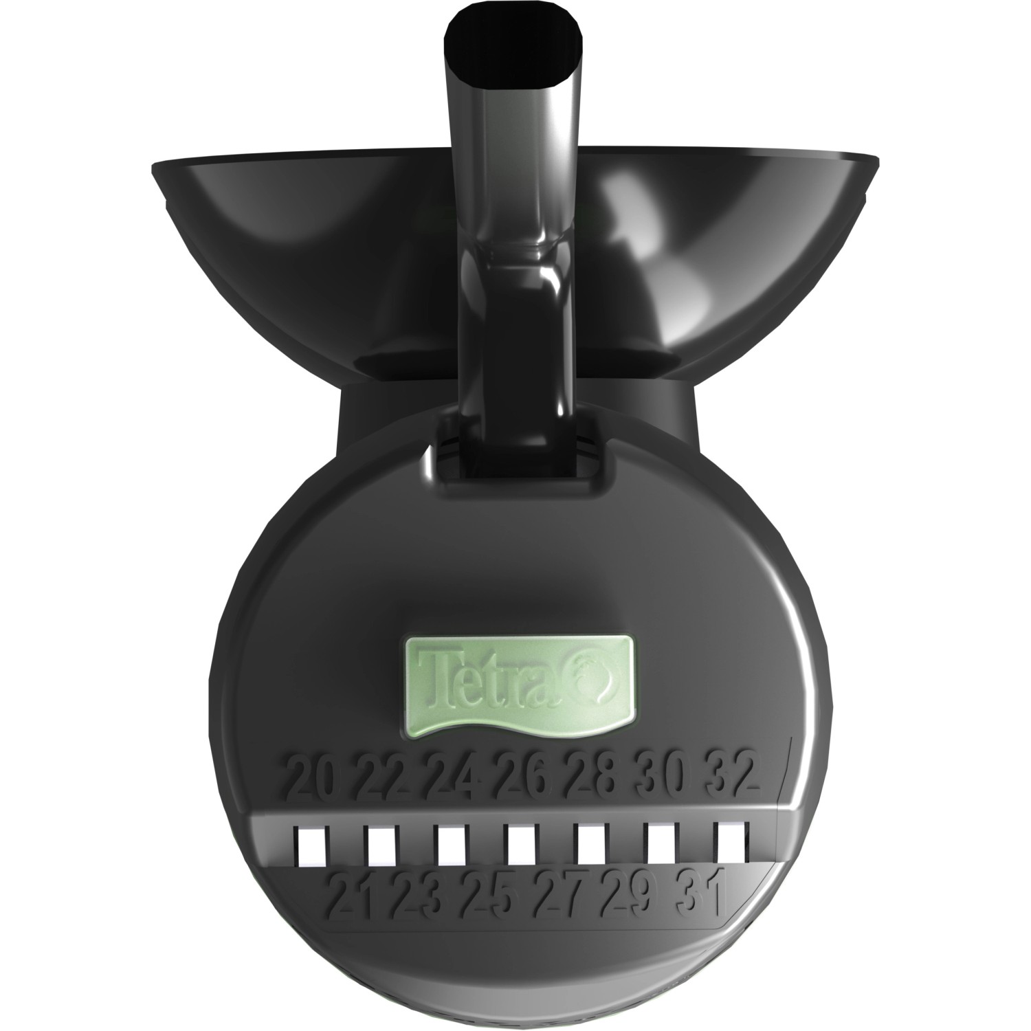 Tetra Aquarienheizer HT 50W: Detailansicht der Temperatureinstellung am schwarzen Heizer.