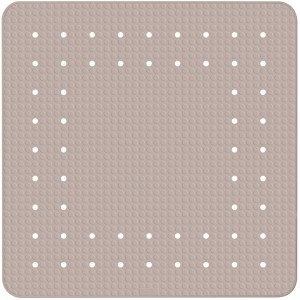 Quadratische Wenko Duscheinlage Mirasol in Taupe, mit Noppen und Löchern für sicheren Halt in der Dusche.