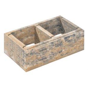 Diephaus Mileo Maxi Mauerstein Muschelkalk, 60x40x20 cm, hohler Mauerblock mit Maserung.