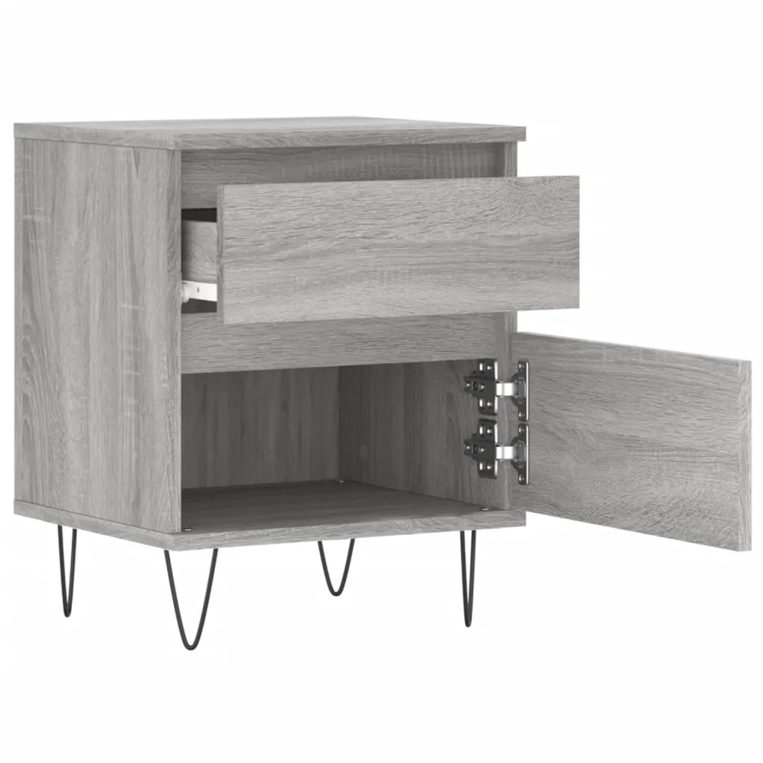 vidaXL Nachttisch Grau Sonoma mit Schublade und Tür, Holzwerkstoff, 40x35x50 cm.