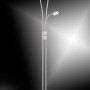 Moderner LED-Deckenfluter Helia aus Stahl, gebürstet, mit Leseleuchte, Höhe 187,5-198 cm.