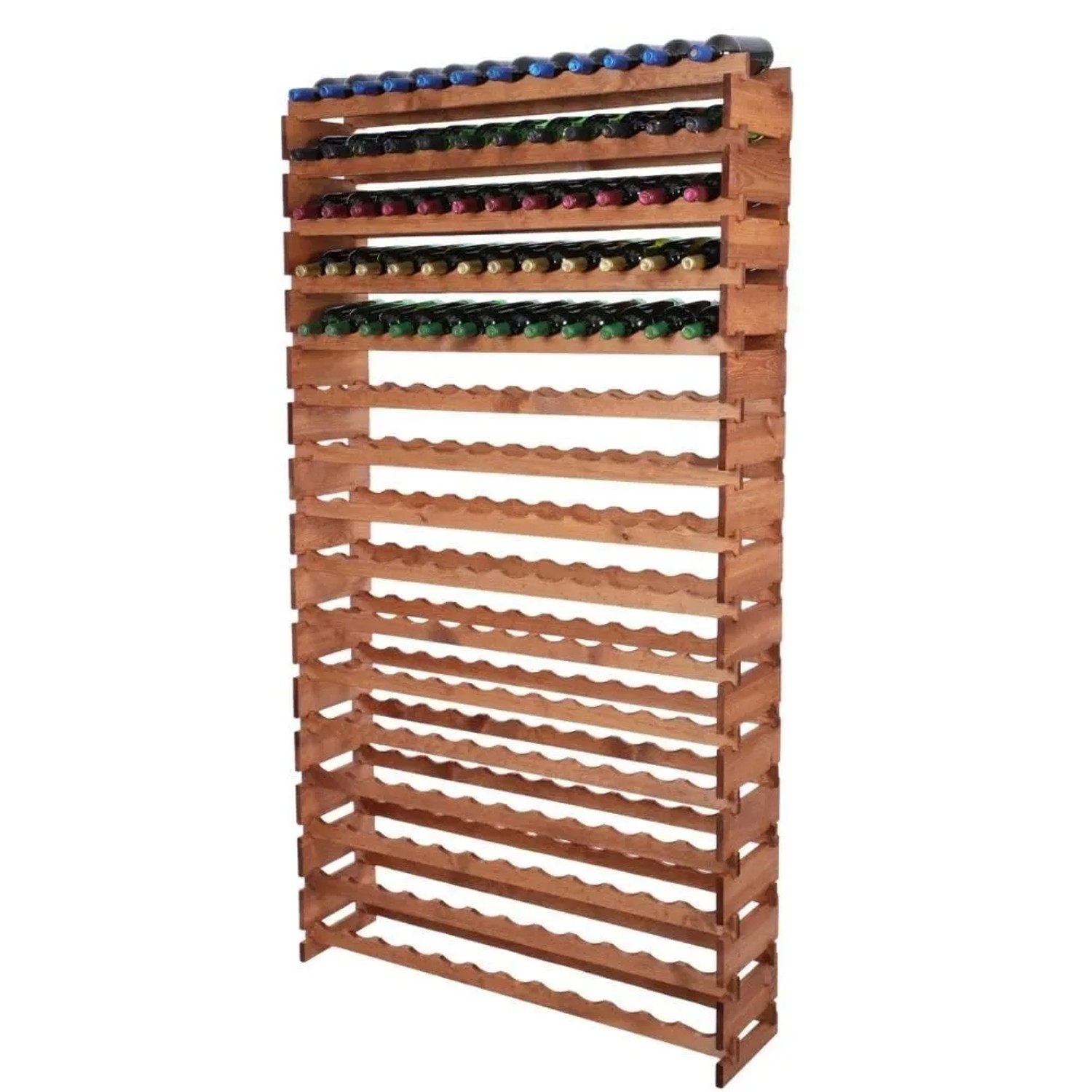 PROREGAL Weinregal VINOTECA FLEX PRO HxBxT 219x123x28cm 192 Flaschen Auf 16 Ebenen Massives Kiefernholz Braun Geölt