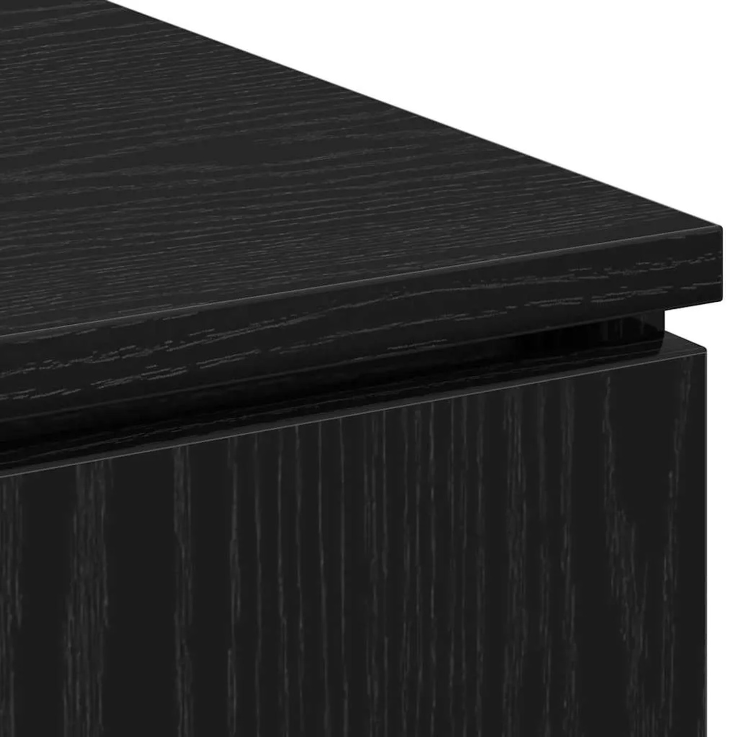 Detailansicht: Schwarzer TV-Schrank in Eichen-Optik von vidaXL, Holzwerkstoff.