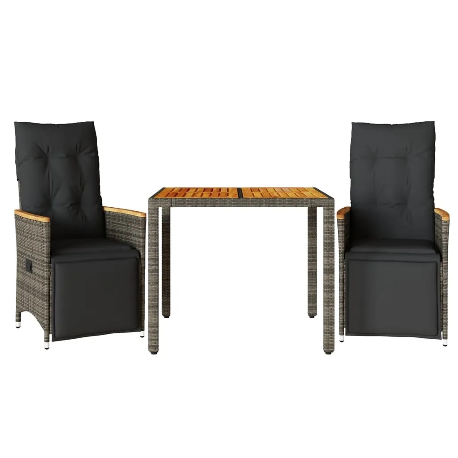 vidaXL 3-tlg Garten-Bistro-Set mit Kissen Grau Poly Rattan Modell 8 günstig online kaufen