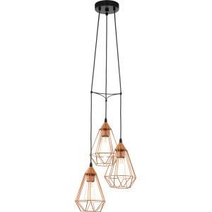 Eglo Tarbes Pendelleuchte, 3-flammig, kupferfarben, Stahl, Vintage-Design.
