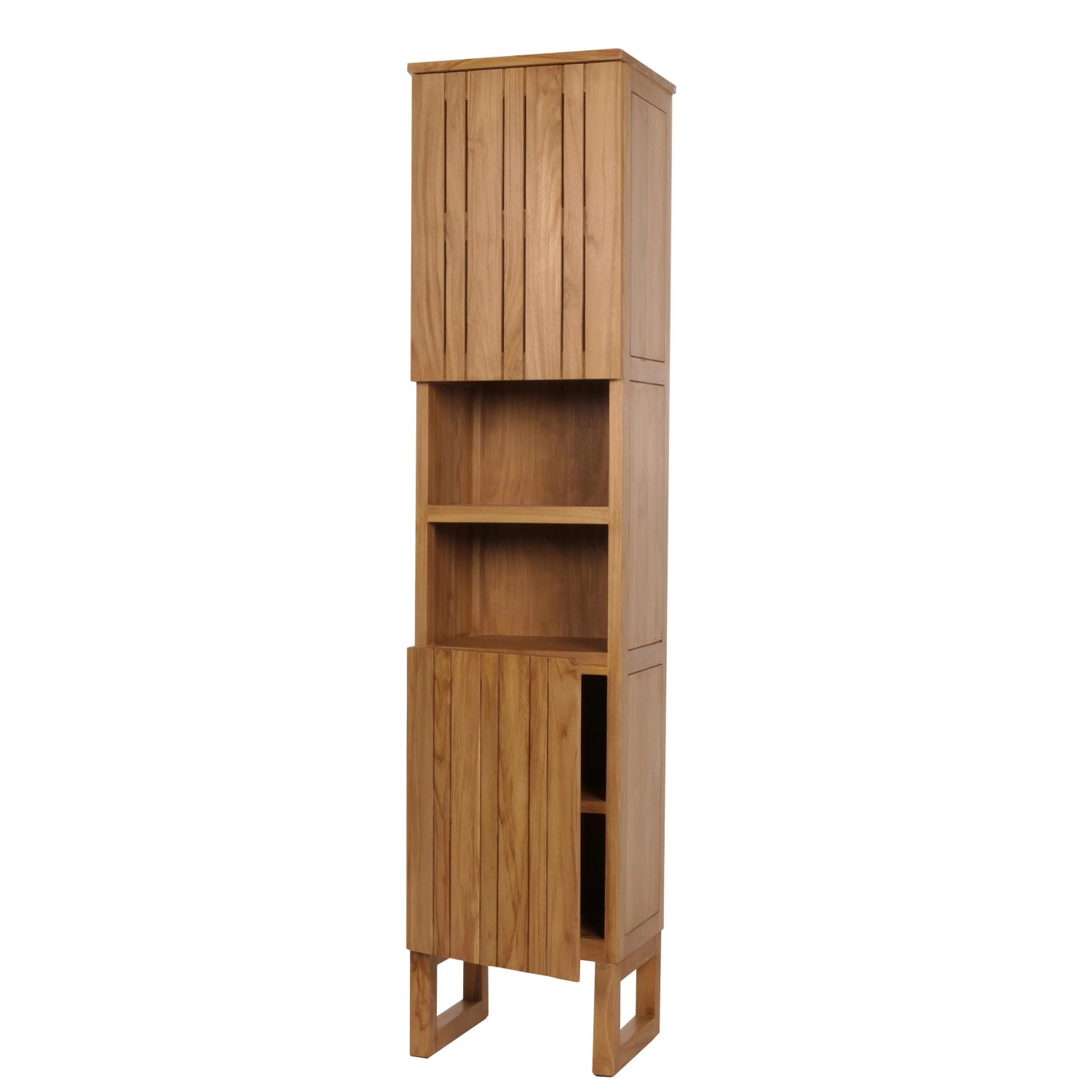 MCW Teak-Hochschrank M72 2 Türen 6 Fächer