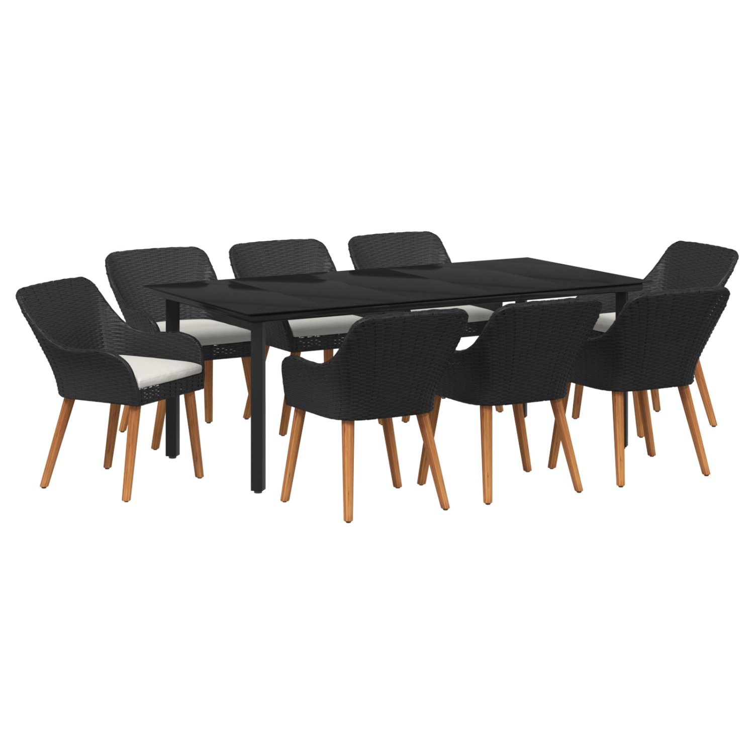 vidaXL 9-Teilige Garten Essgruppe Schwarzes Poly Rattan 3261676