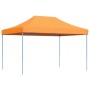 Faltbares, oranges Partyzelt/Pavillon mit blauem Stahlgestell für Garten & Feiern.